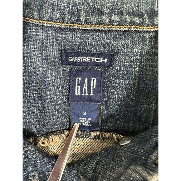 Vintage Gap Denim Jacket Womens Small Blue Jean Stretch Y2K Fitted - Picture 3 of 8